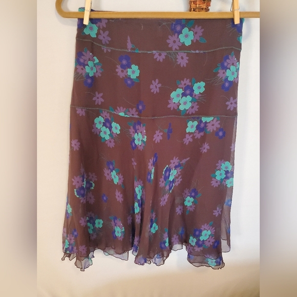 Nougat London A-Line Skirt - Brown with Blue and Green Floral - Picture 6 of 10